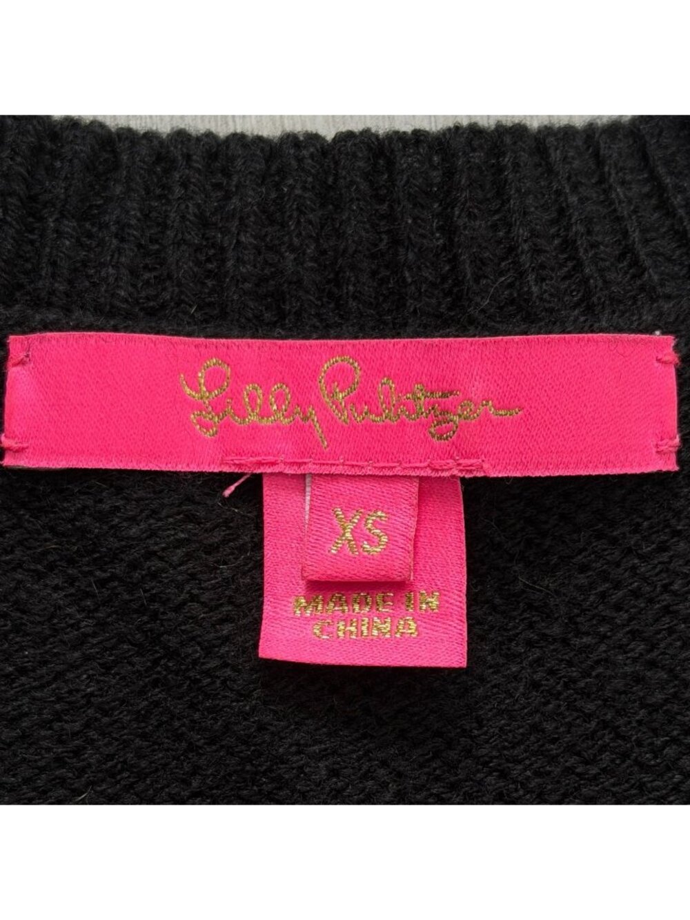 Lilly Pulitzer Womens XS Tensley Sweater Black Blooming Embroidery Daisy - Picture 5 of 10